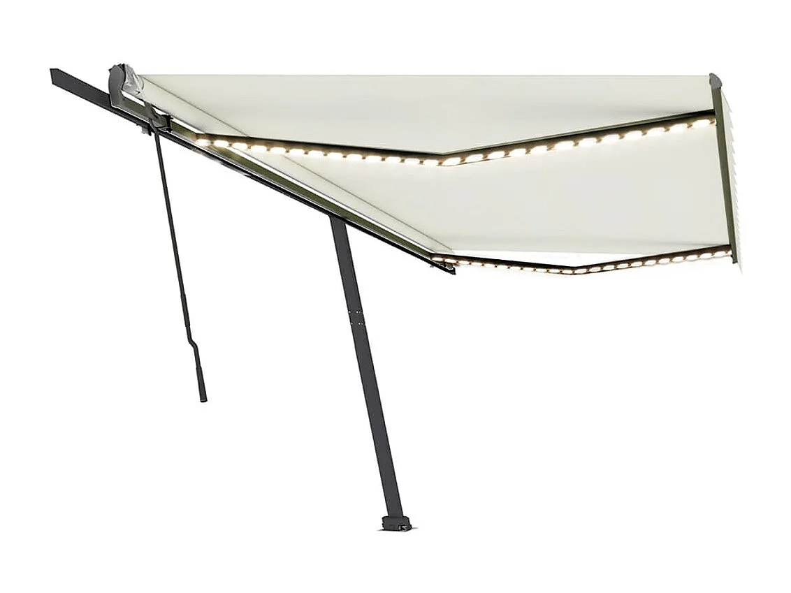 Markise Manuell Einziehbar mit LED 500x350 cm Creme