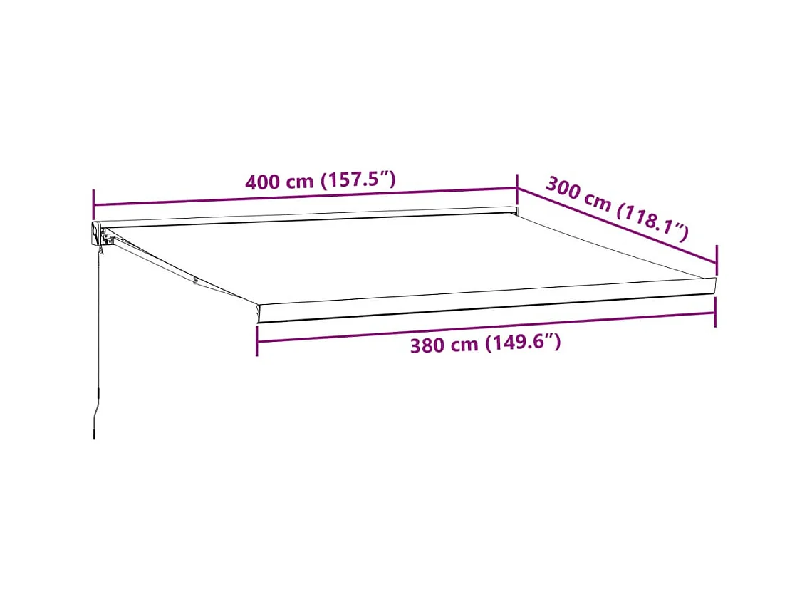 Auvent manuel rétractable bordeaux 400x300 cm