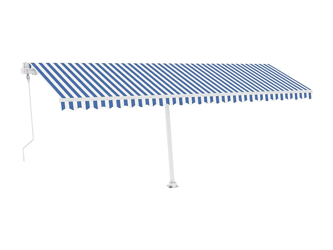 Toldo automático LED e sensor de vento 600x300 cm azul e branco