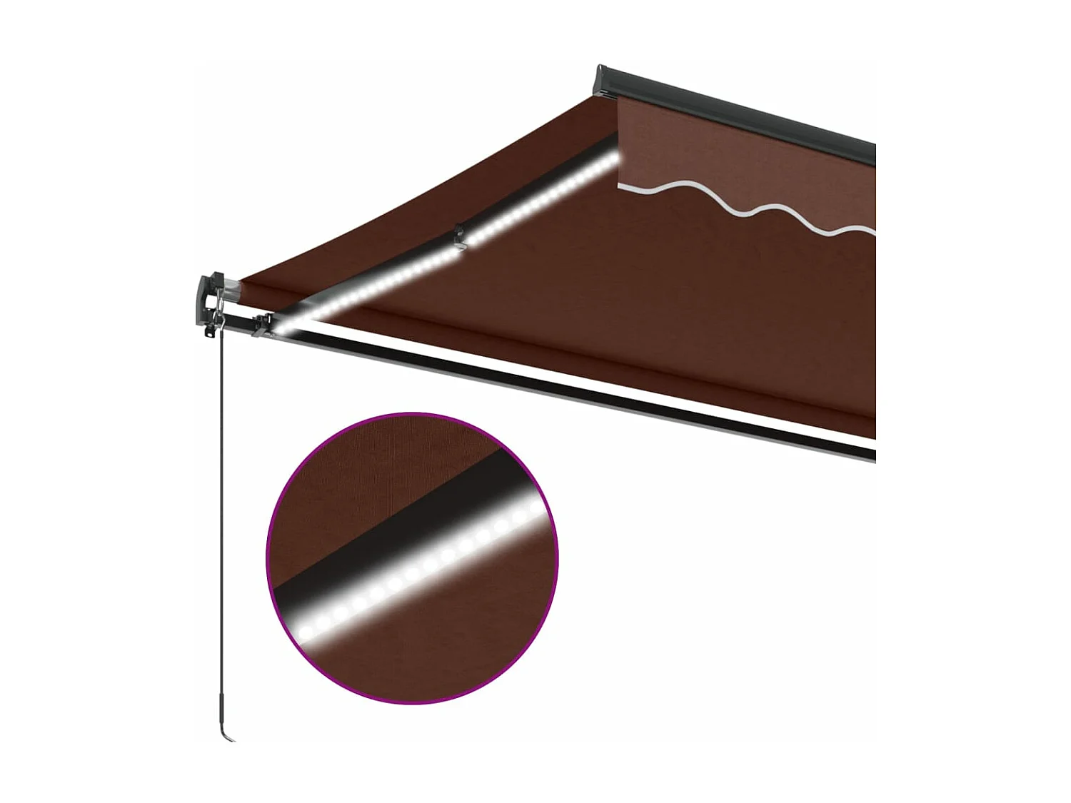 Toldo retrátil manual com luzes LED 300x250 cm castanho