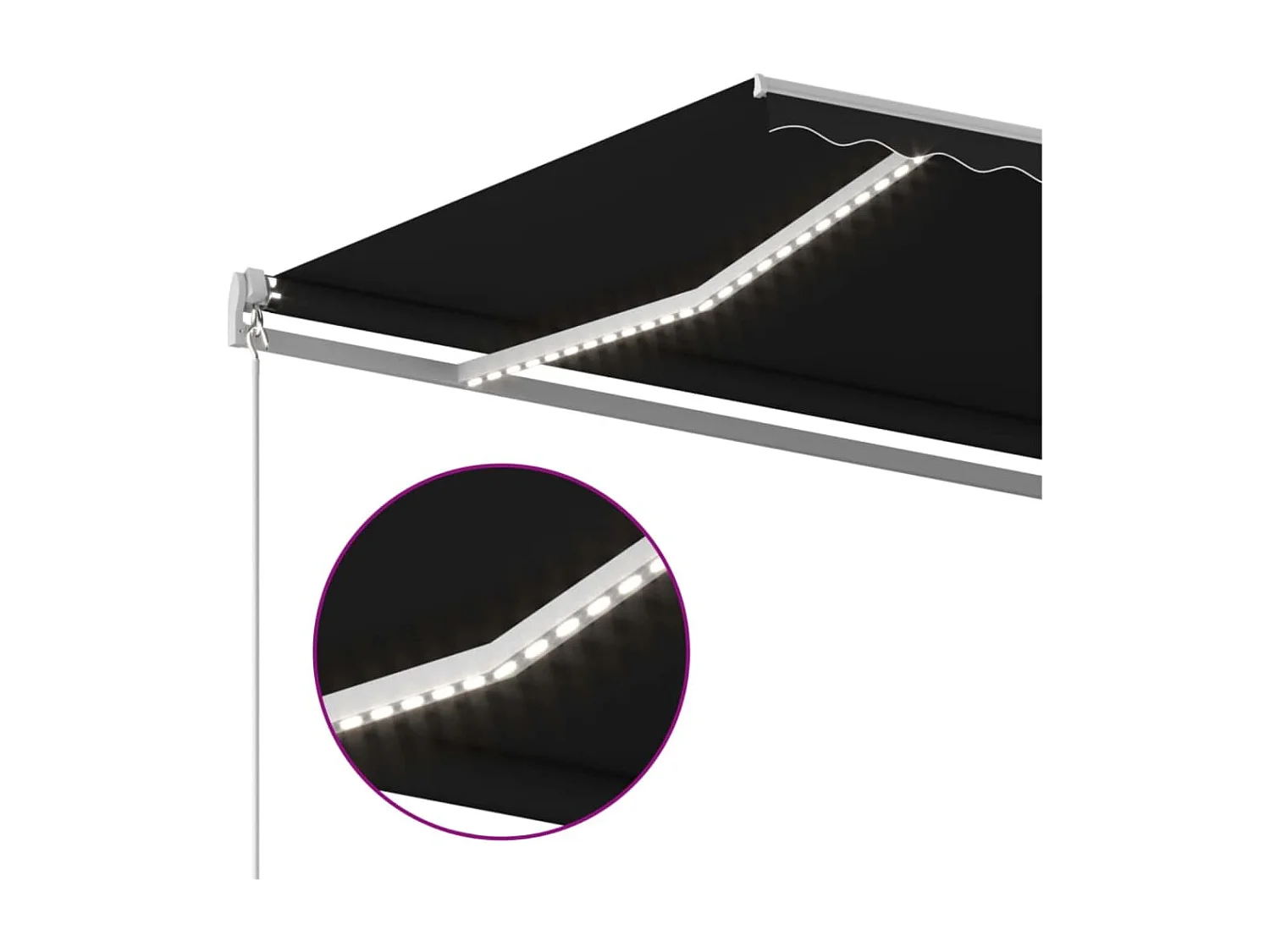 Markise Manuell Einziehbar mit LED 600x300 cm Anthrazit