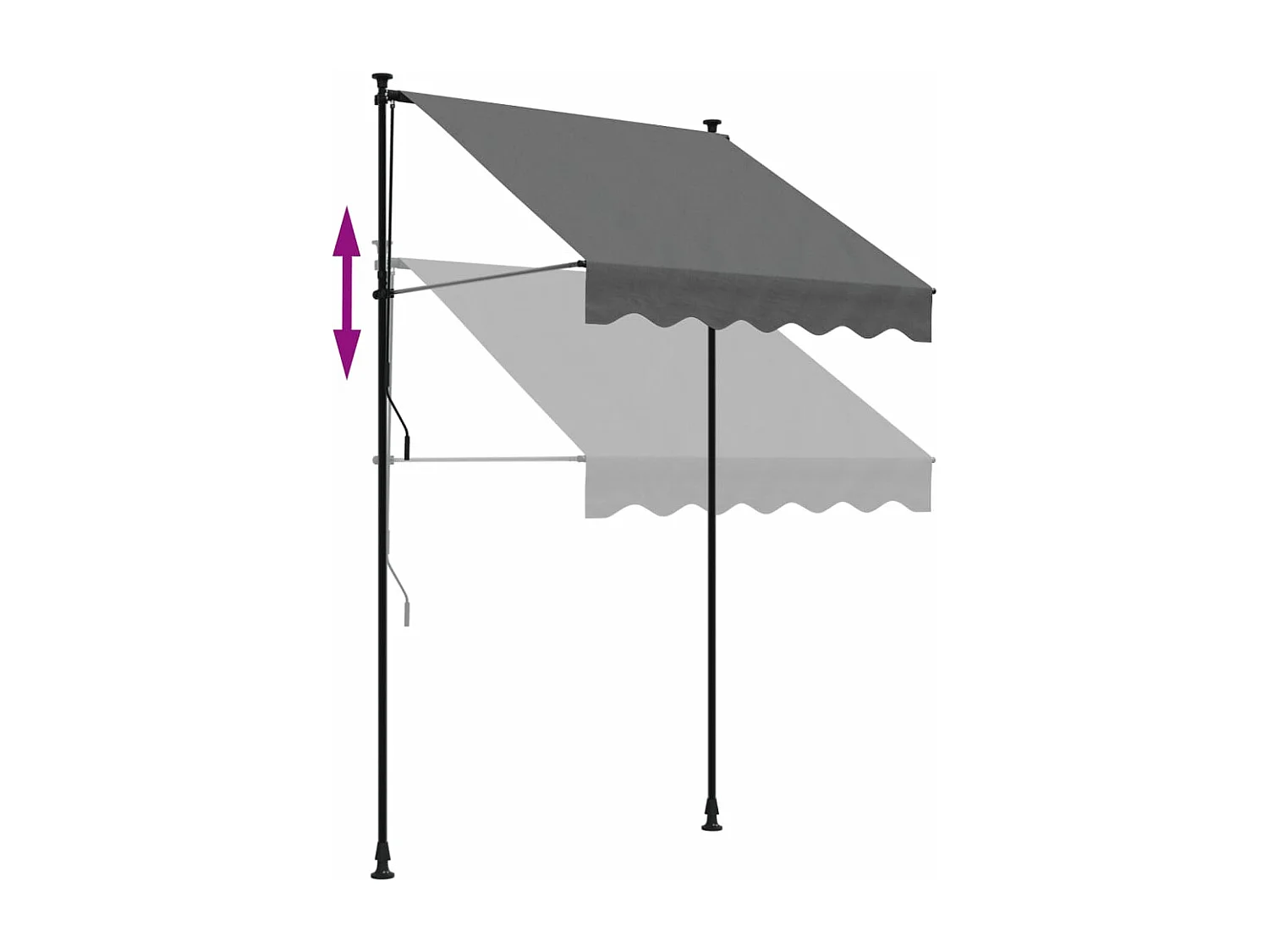 Tenda da Sole Retrattile Antracite 150x150 cm Tessuto e Acciaio