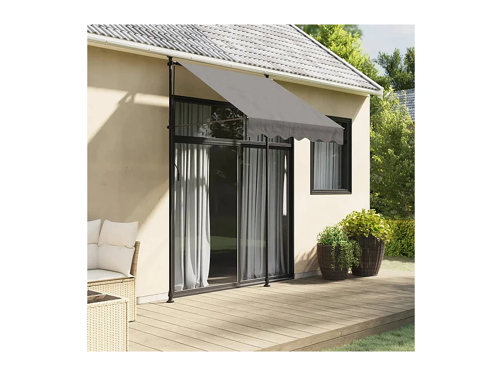 Auvent rétractable anthracite 150x150 m tissu et acier