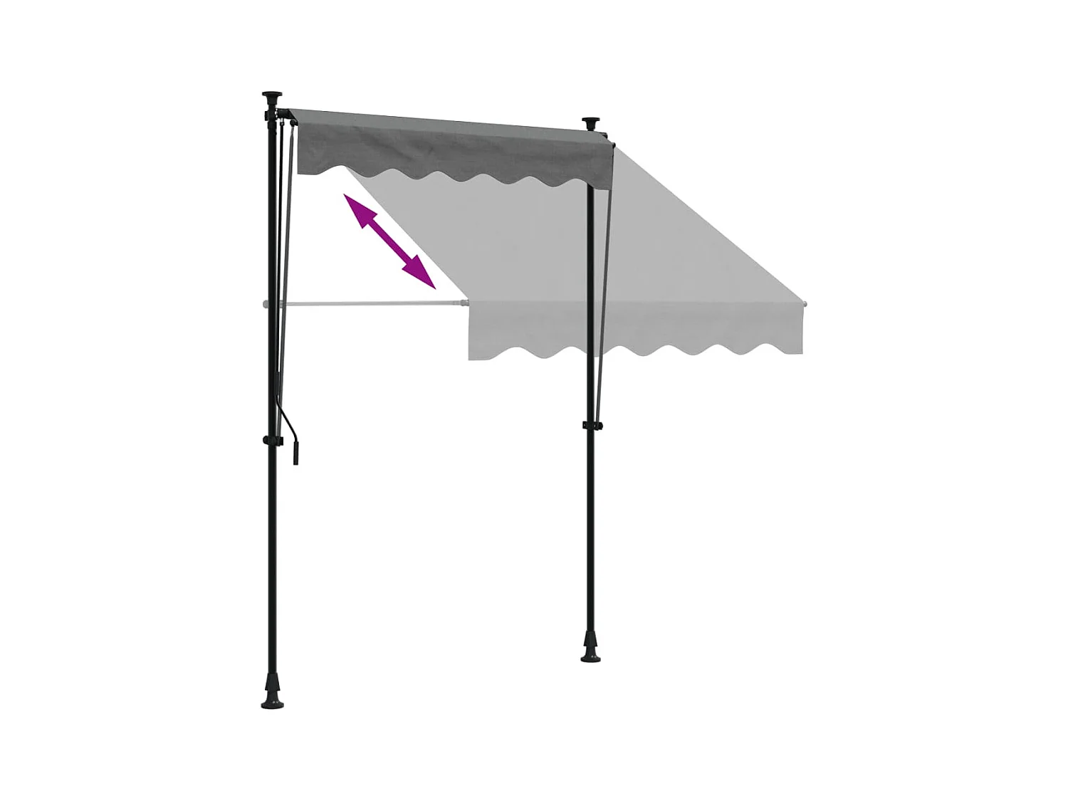 Auvent rétractable anthracite 150x150 m tissu et acier