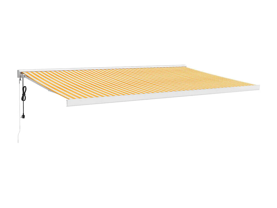 Auvent rétractable jaune et blanc 5x3 m tissu et aluminium