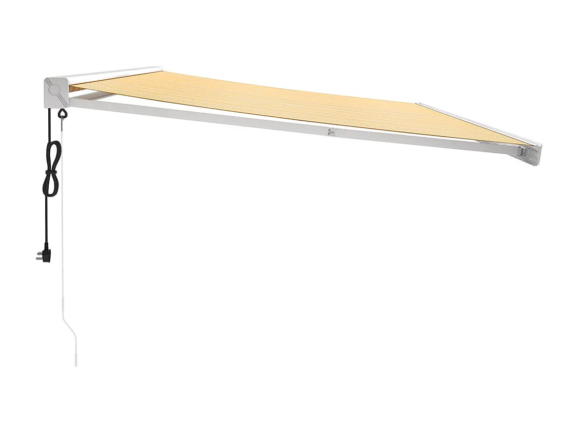 Auvent rétractable jaune et blanc 5x3 m tissu et aluminium