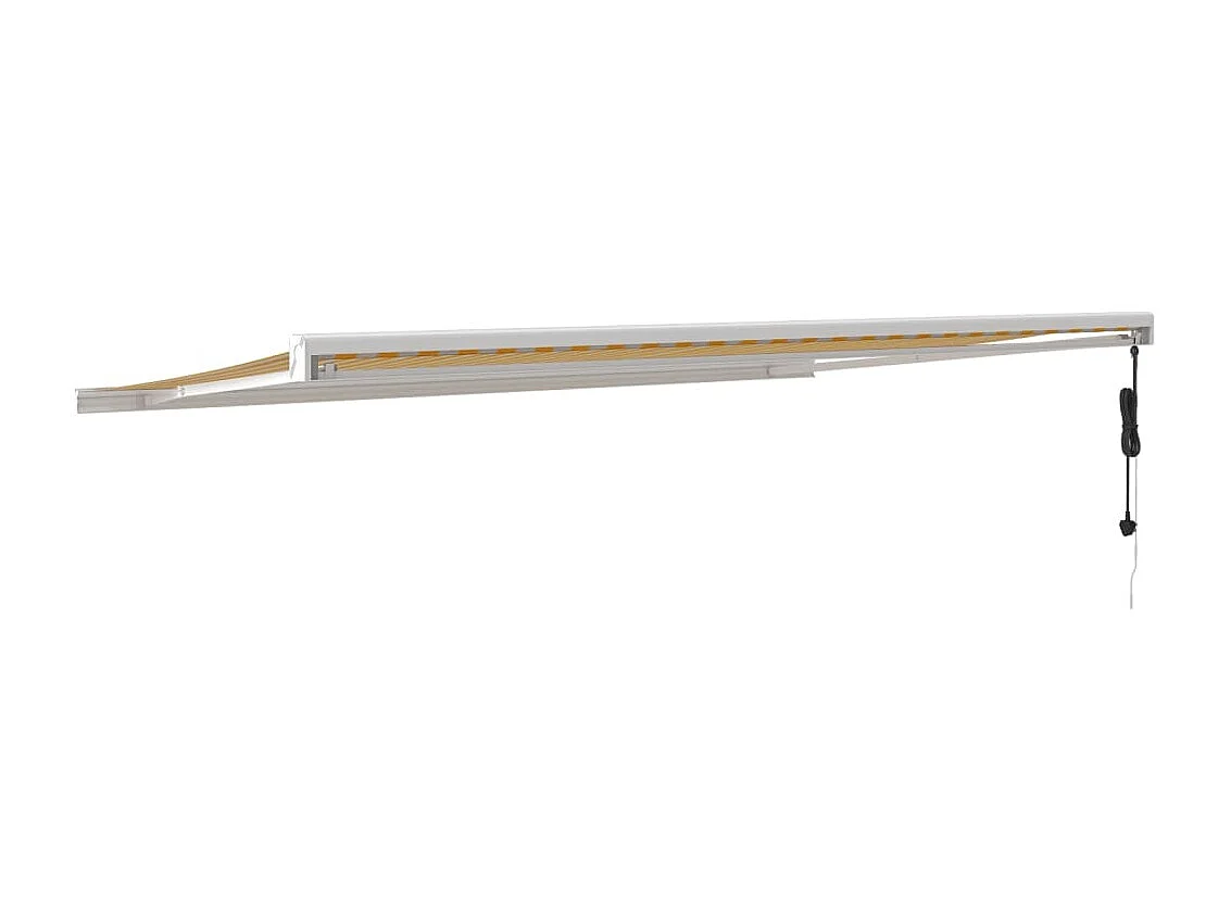 Auvent rétractable jaune et blanc 5x3 m tissu et aluminium