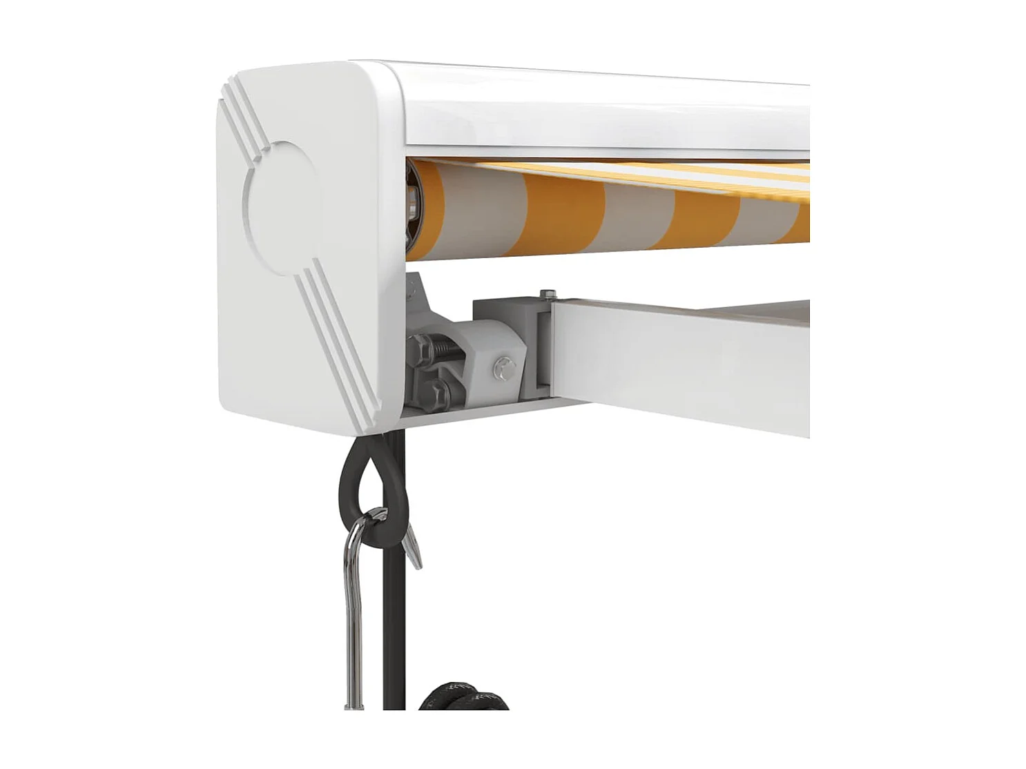 Auvent rétractable jaune et blanc 5x3 m tissu et aluminium