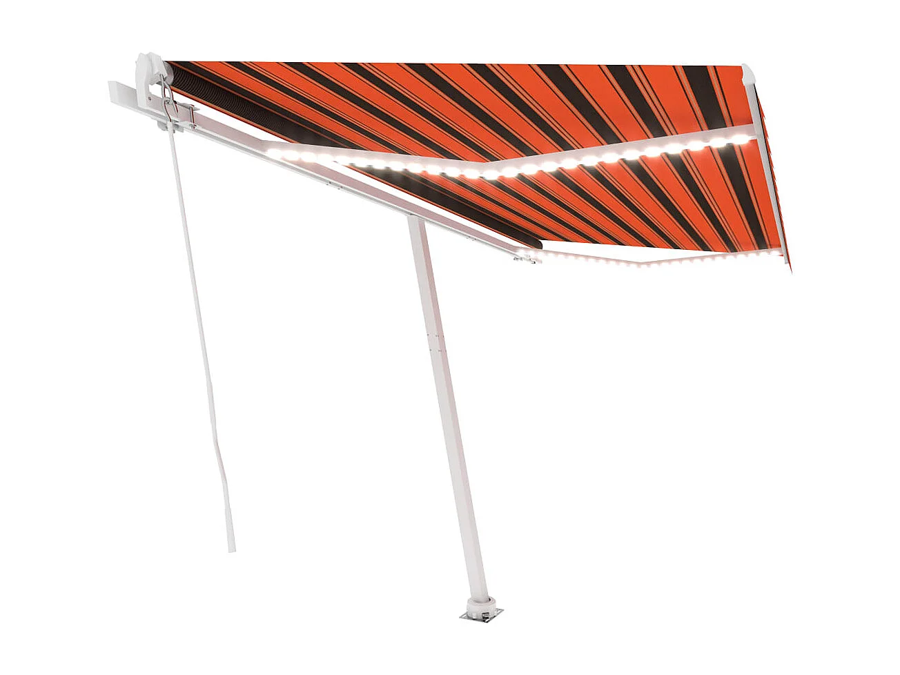 Toldo retráctil manual con LED naranja y marrón 450x300 cm