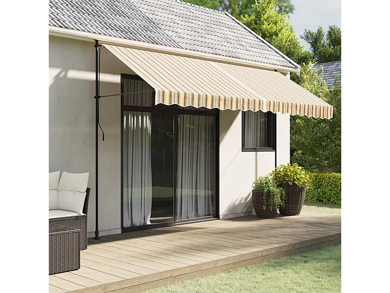 Tessuto di Ricambio per Tenda Strisce Multicolore 4x3,5 m