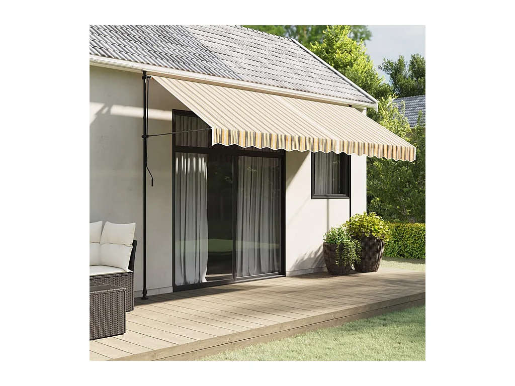 Tessuto di Ricambio per Tenda Strisce Multicolore 4x3,5 m