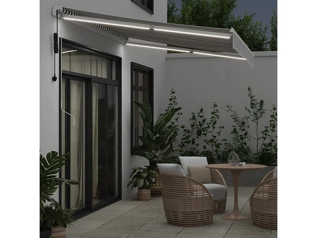 Auvent rétractable automatique avec LED anthracite et blanc