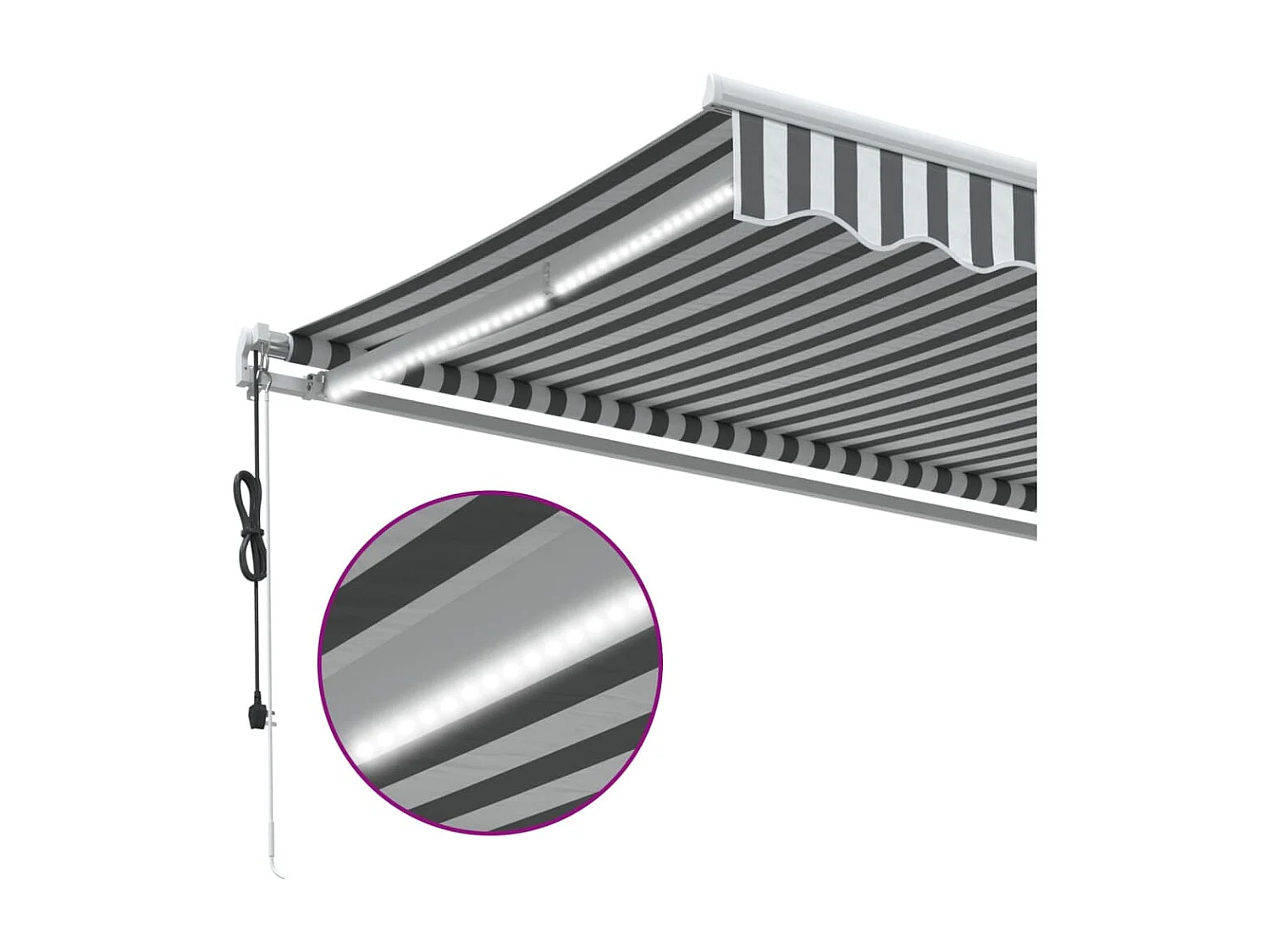 Auvent rétractable automatique avec LED anthracite et blanc