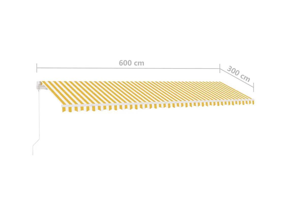 Auvent manuel rétractable avec LED 600x300 cm Jaune et blanc
