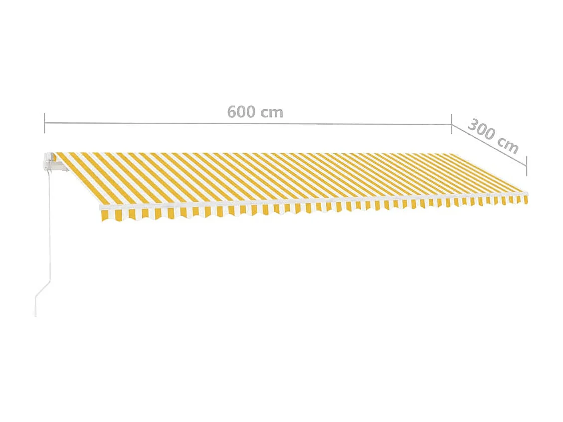 Markise Manuell Einziehbar mit LED 600x300 cm Gelb Weiß
