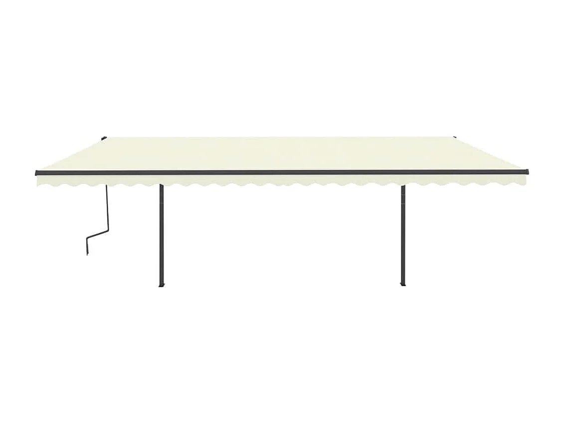 Toldo retráctil manual con postes color crema 6x3 m