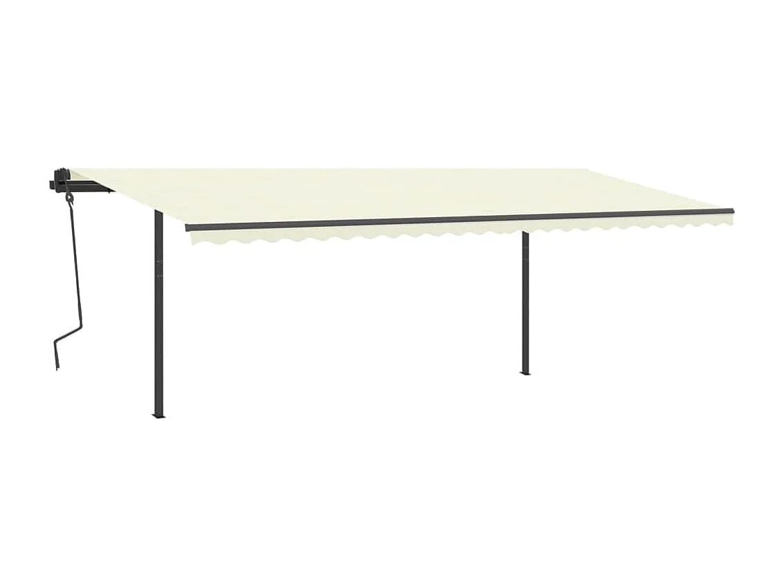 Toldo retráctil manual con postes color crema 6x3 m