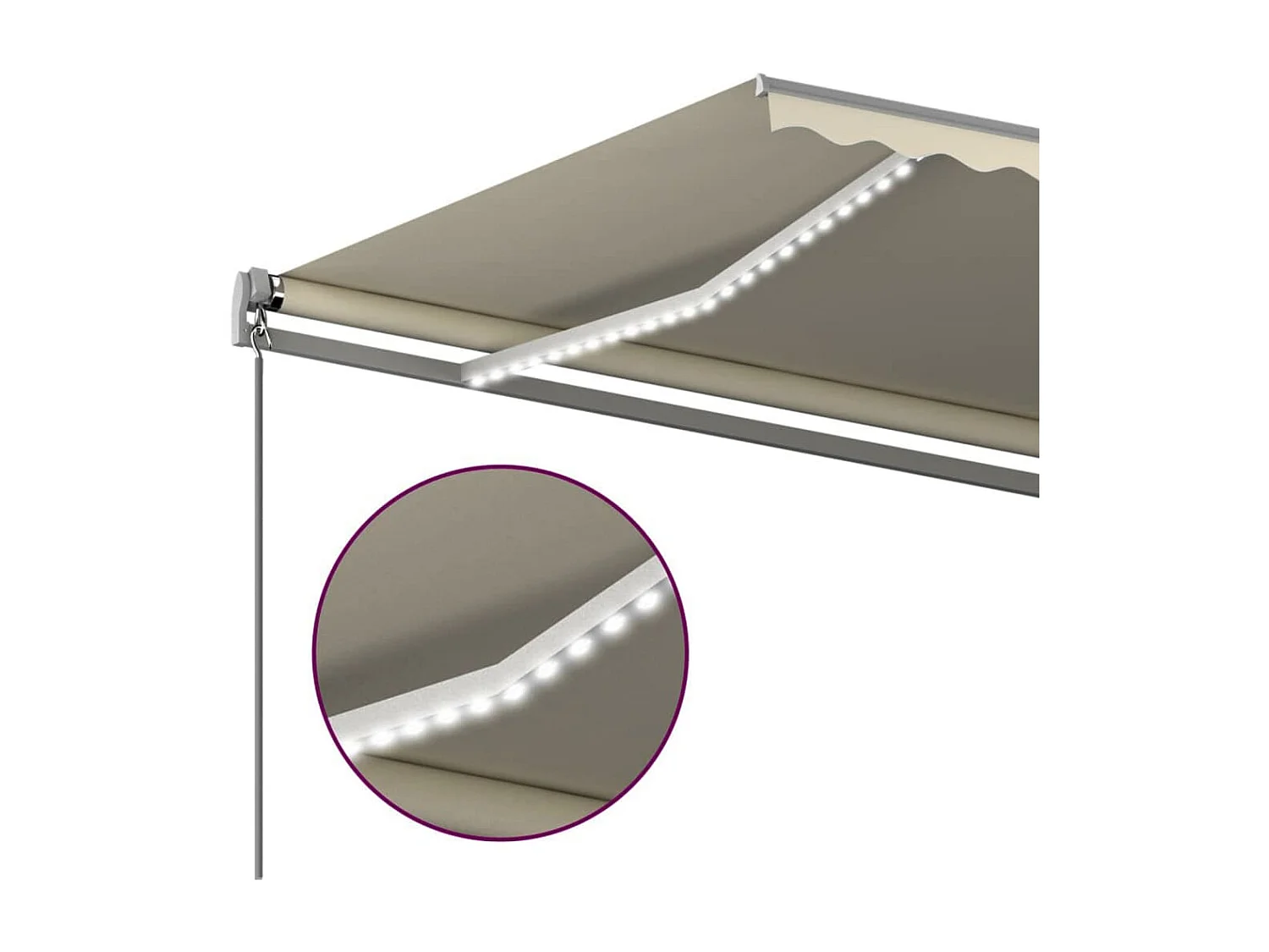 Toldo retráctil manual con postes color crema 6x3 m