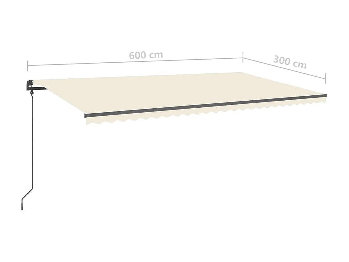 Toldo retráctil manual con postes color crema 6x3 m