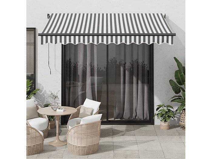 Tenda da Sole Retrattile Manuale LED 450x350 cm Antracite 3069844