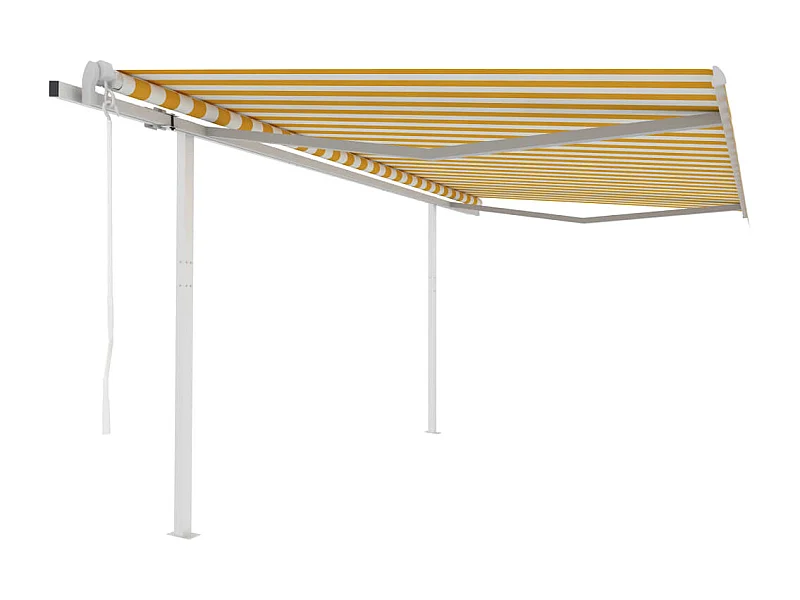 Tenda da Sole Retrattile Automatica Pali 4,5x3,5m Gialla Bianca