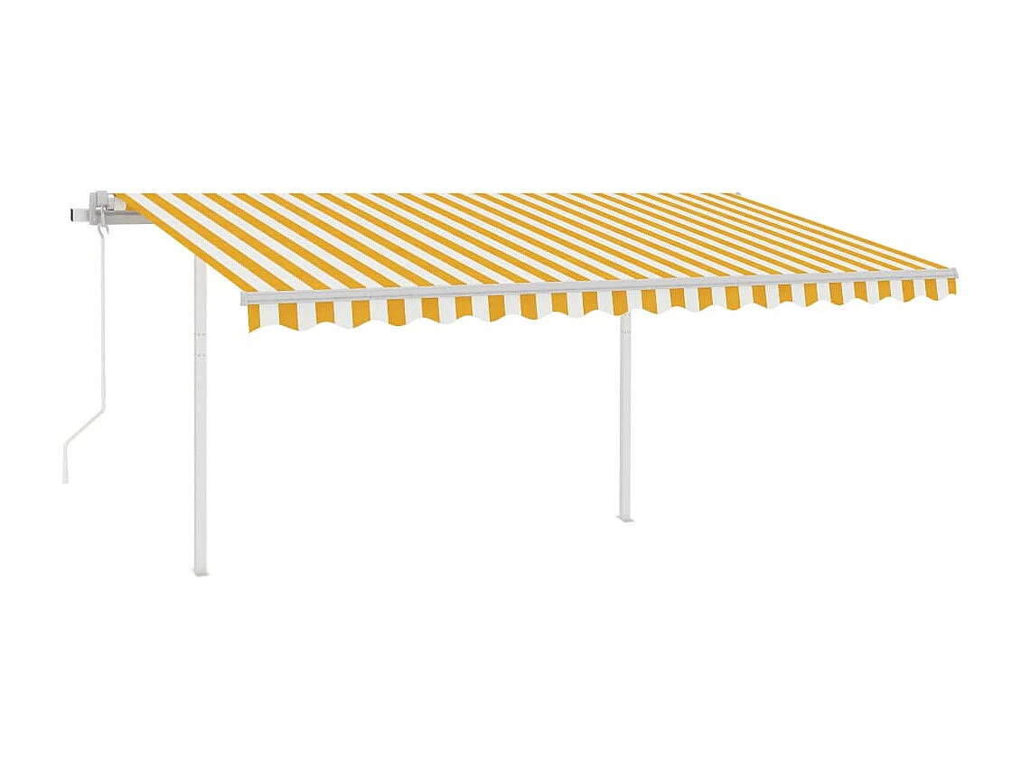 Toldo retráctil automático con postes crema 4,5x3, 5m