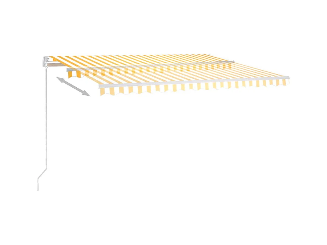 Toldo retráctil automático con postes crema 4,5x3, 5m