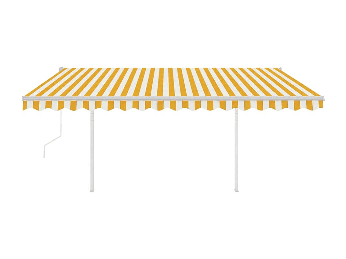 Toldo retráctil automático con postes crema 4,5x3, 5m