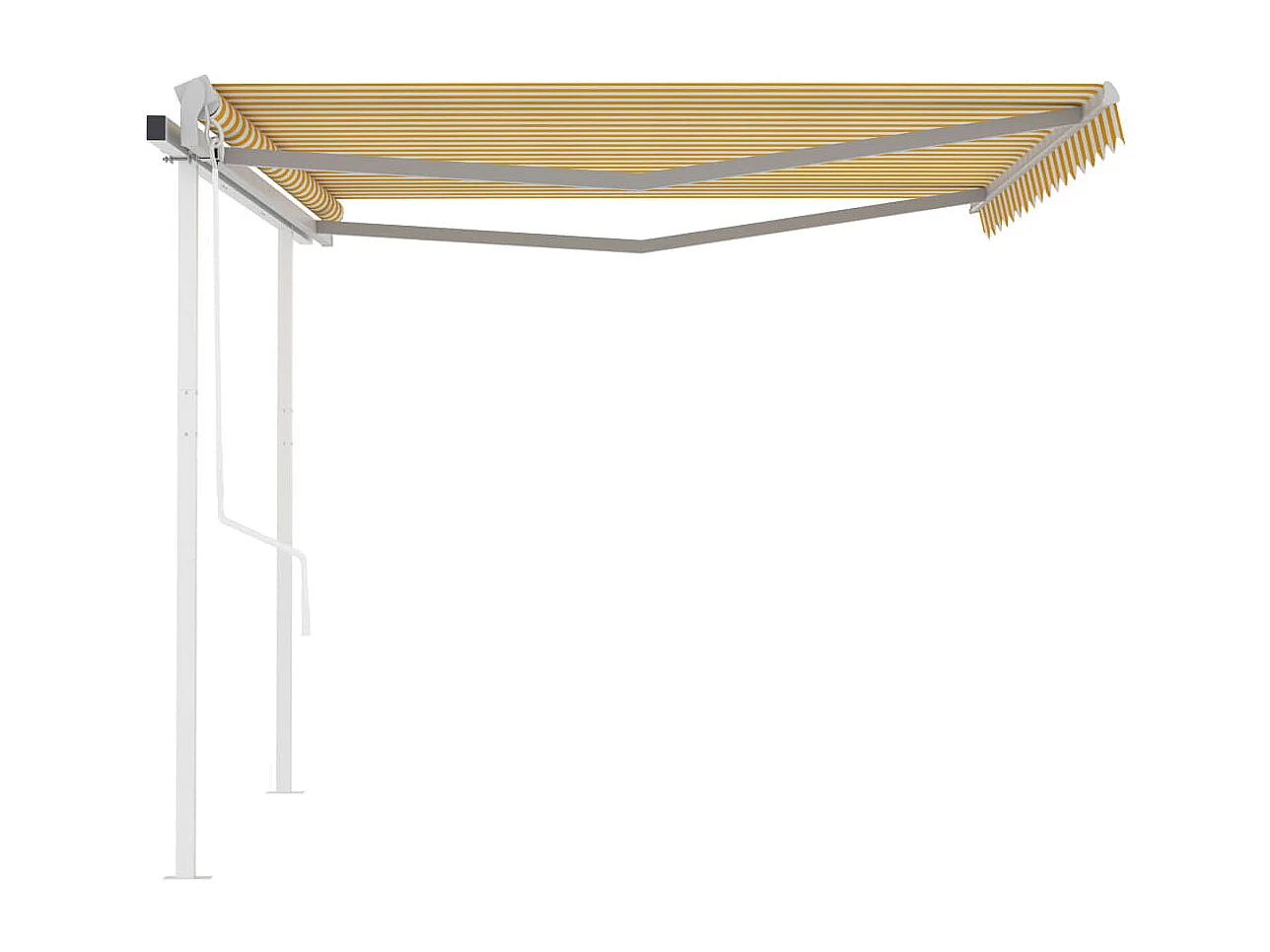 Toldo retráctil automático con postes crema 4,5x3, 5m