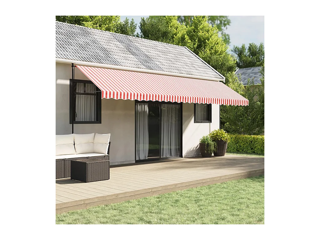 Tissu de remplacement pour auvent rayures rouges et blanches