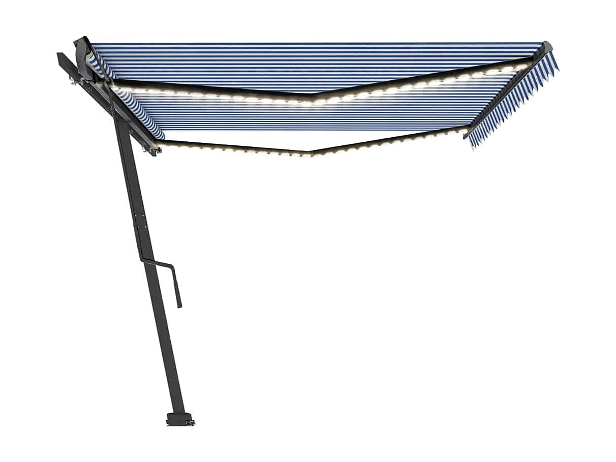 Luifel handmatig uittrekbaar met LED 500x300 cm blauw en wit