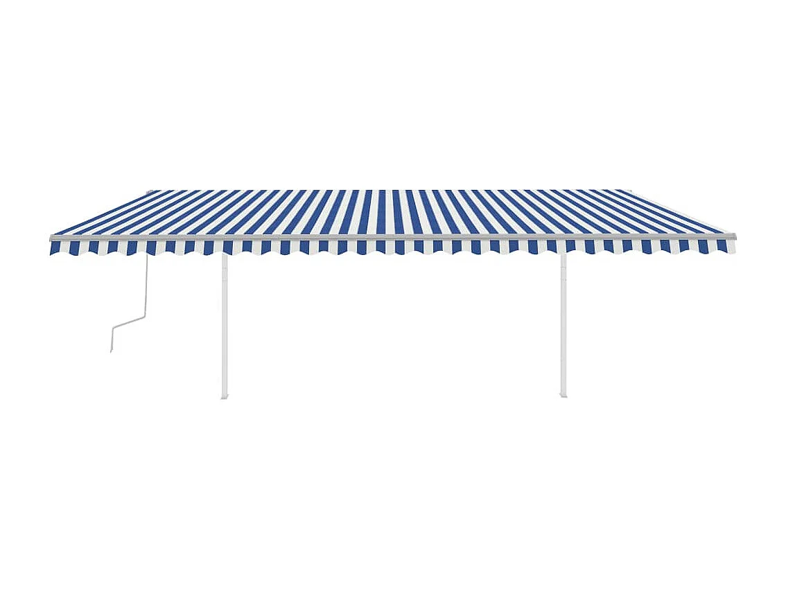 Auvent manuel rétractable avec poteaux 6x3 m Bleu et blanc