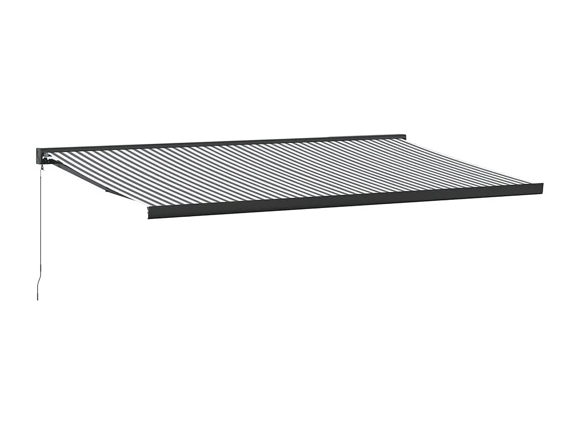Toldo retrátil 5x3 m tecido e alumínio antracite e branco