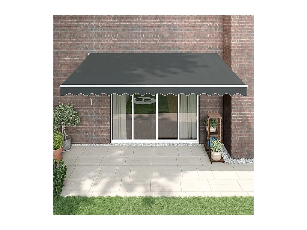 Auvent rétractable anthracite 4,5x3 m tissu et aluminium