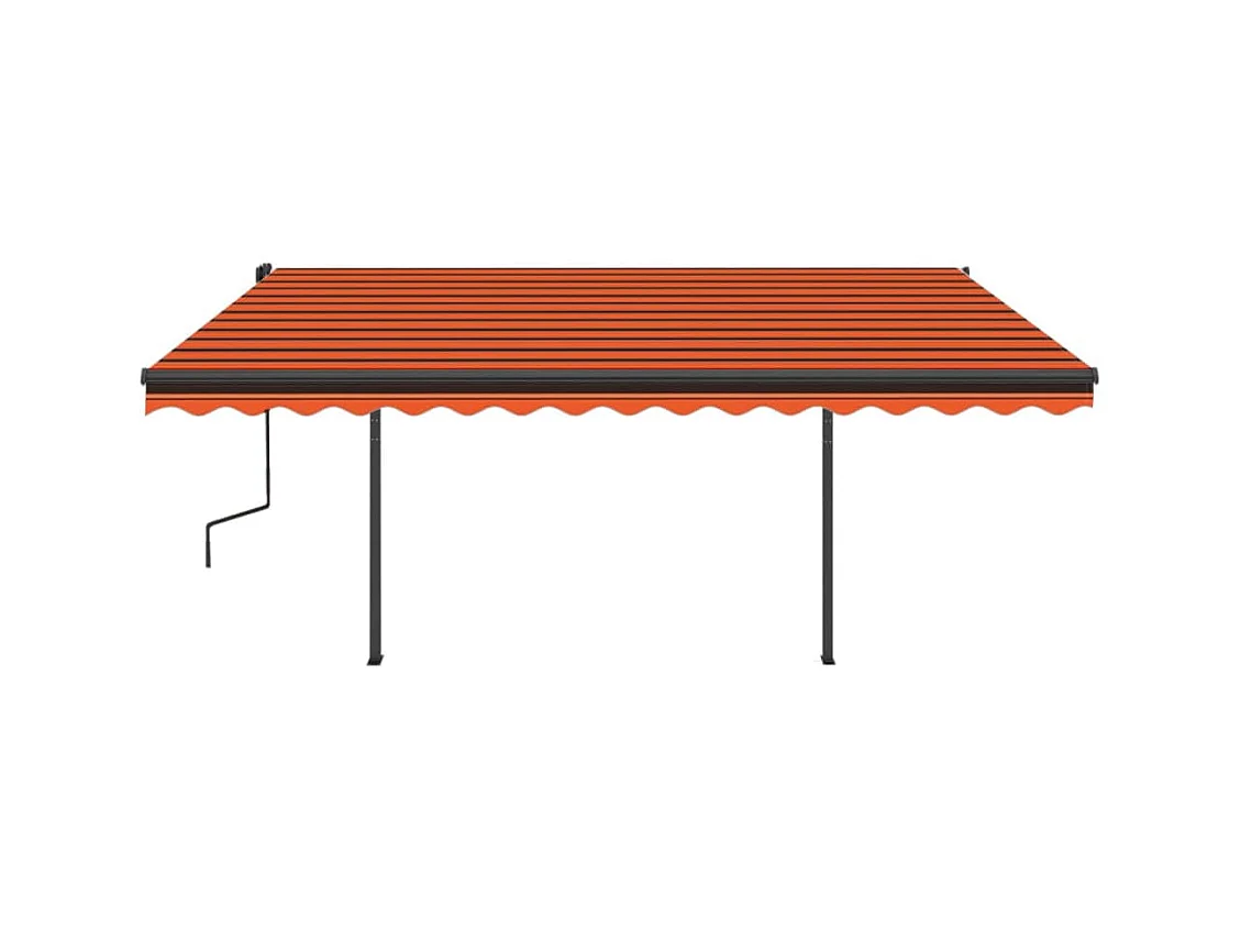 Toldo retráctil manual con luz LED naranja y marrón 4x3,5 m