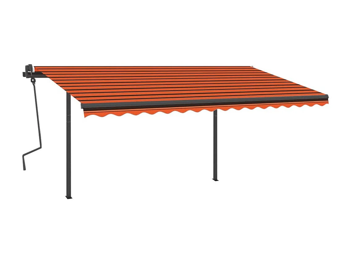 Toldo retrátil manual com luzes LED 4x3,5 m laranja e castanho