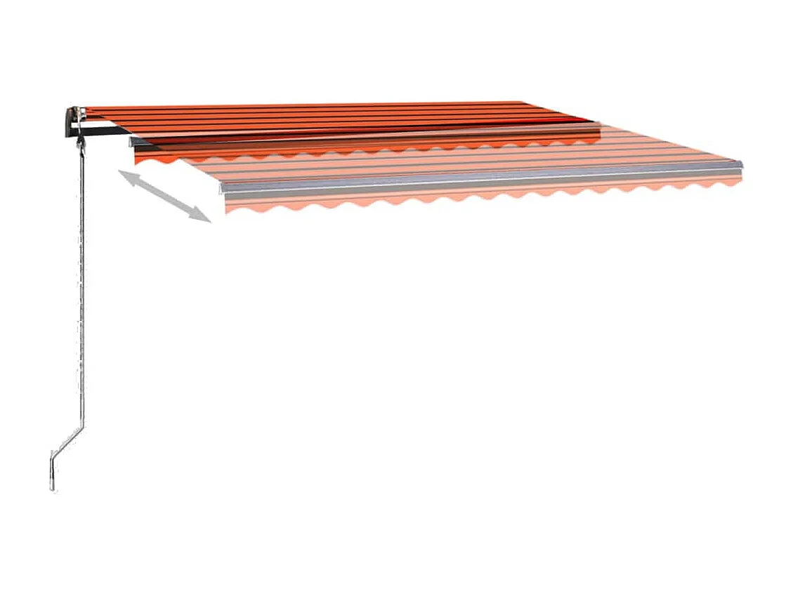 Toldo retrátil manual com luzes LED 4x3,5 m laranja e castanho