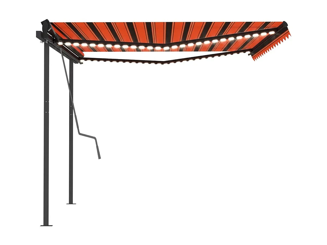 Toldo retrátil manual com luzes LED 4x3,5 m laranja e castanho