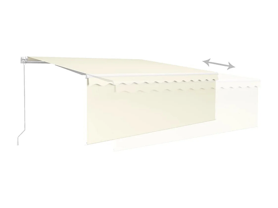 Auvent manuel rétractable avec store et LED 4,5x3 m Crème