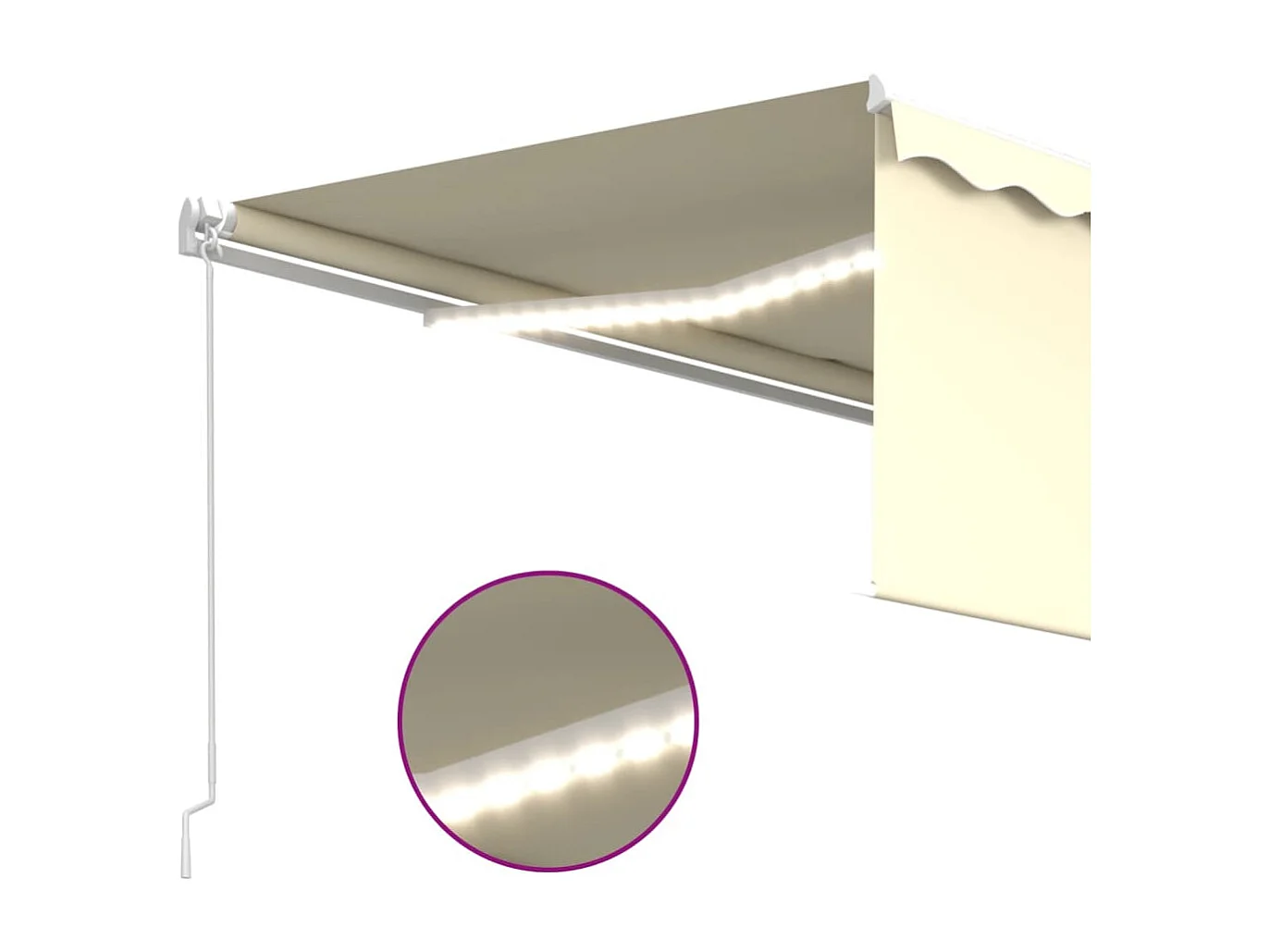 Auvent manuel rétractable avec store et LED 4,5x3 m Crème