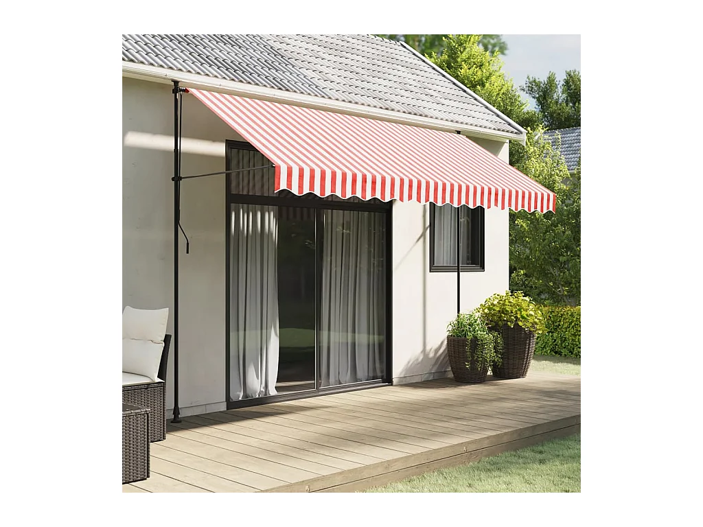Tissu de remplacement pour auvent rayures rouges et blanches