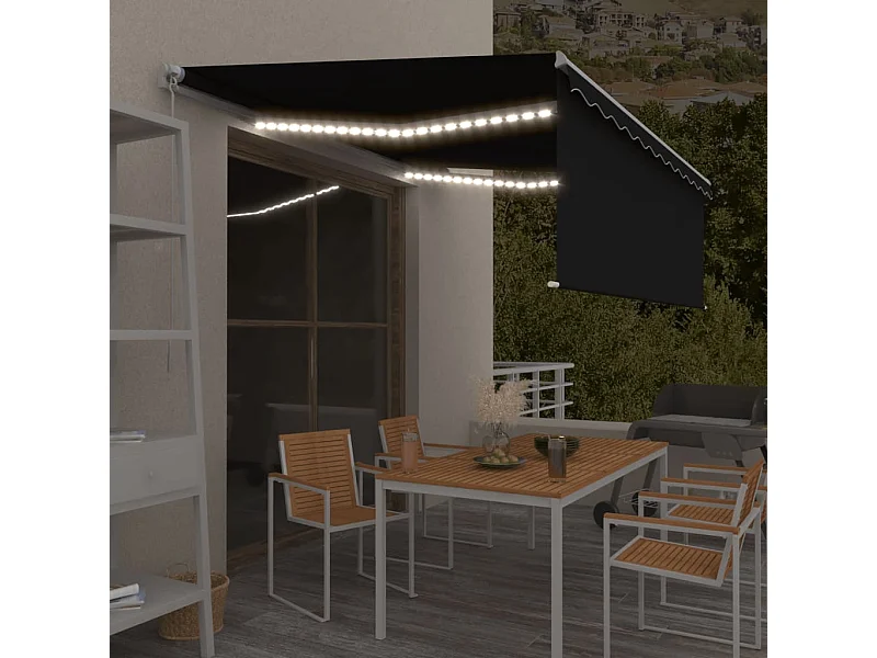 Tenda da Sole Retrattile Manuale con LED 4,5x3 m Antracite