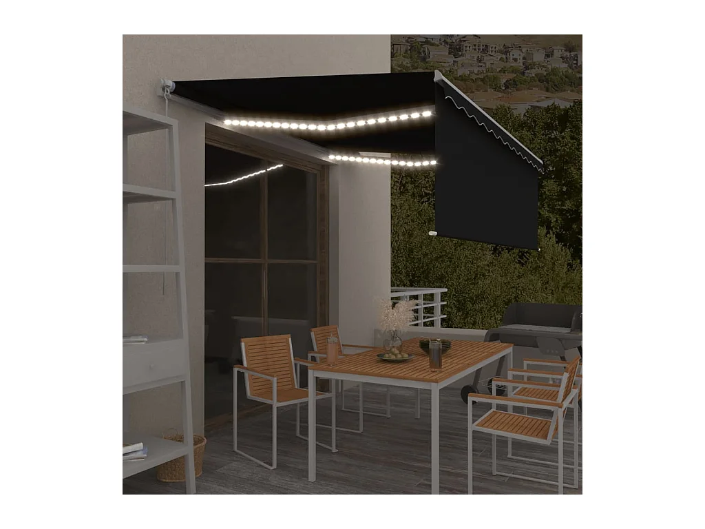 Tenda da Sole Retrattile Manuale con LED 4,5x3 m Antracite