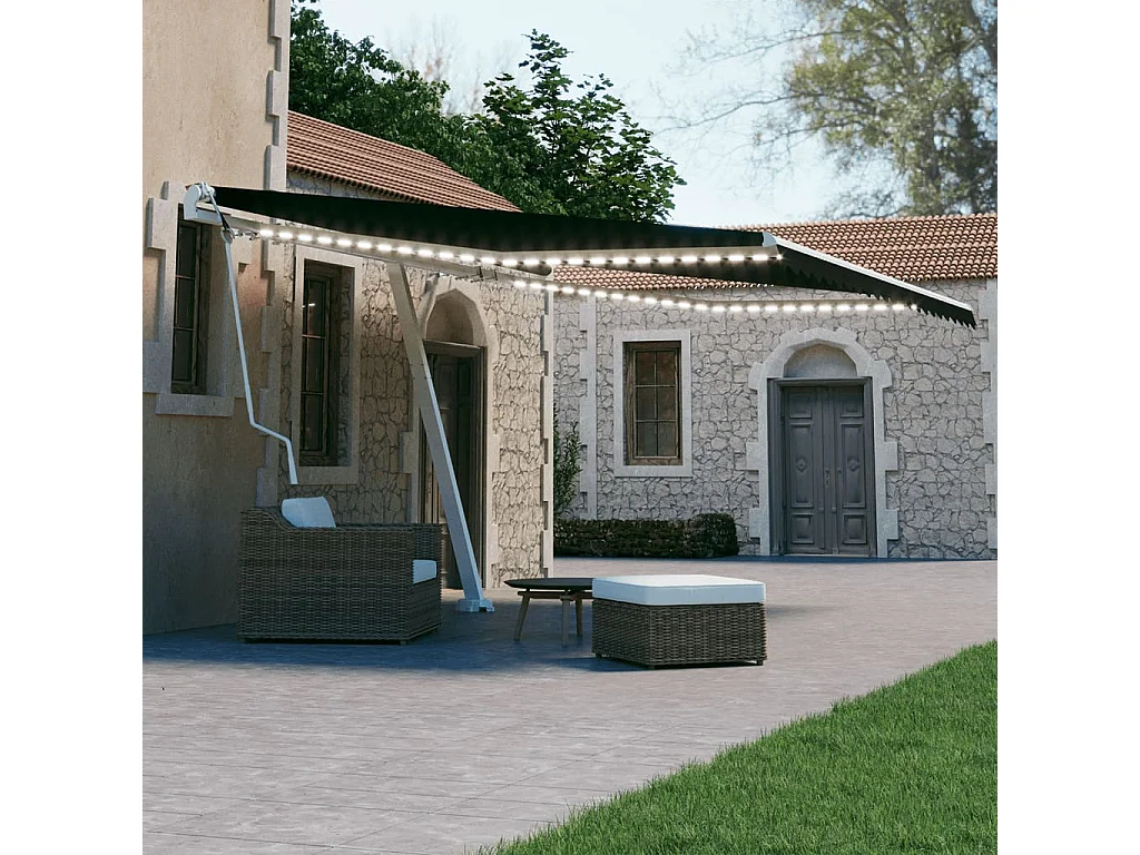 Toldo automático com LED e sensor de vento 400x300 cm antracite