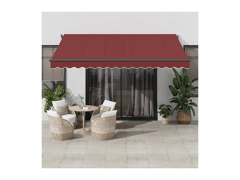 Markise Manuell mit LEDs Weinrot 400x300 cm