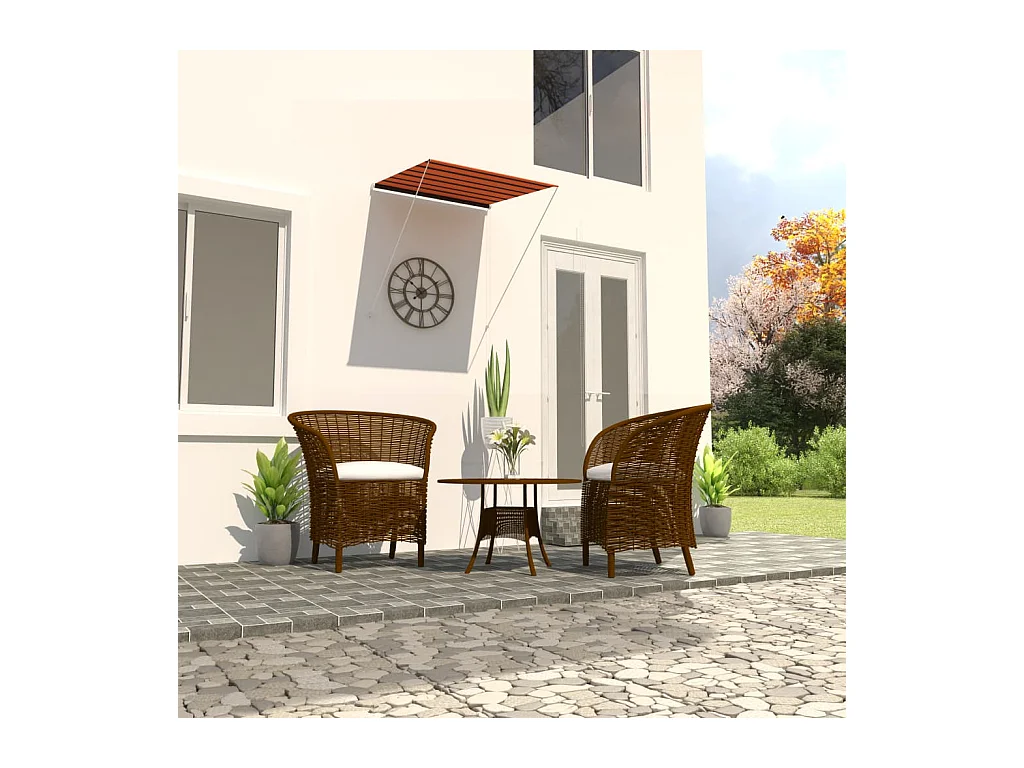Tenda da Sole Retrattile con LED 100x150 cm Arancione e Marrone