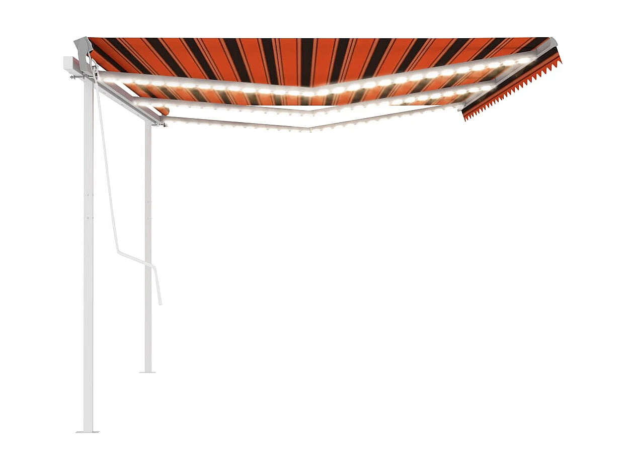 Auvent automatique capteur de vent/LED 6x3 m Orange et marron
