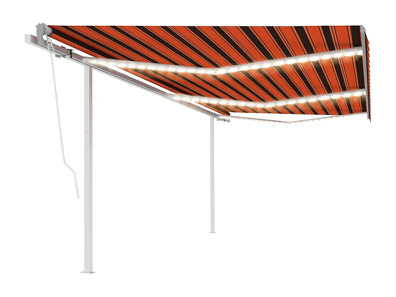 Toldo automático LED e sensor de vento 6x3 m laranja e castanho