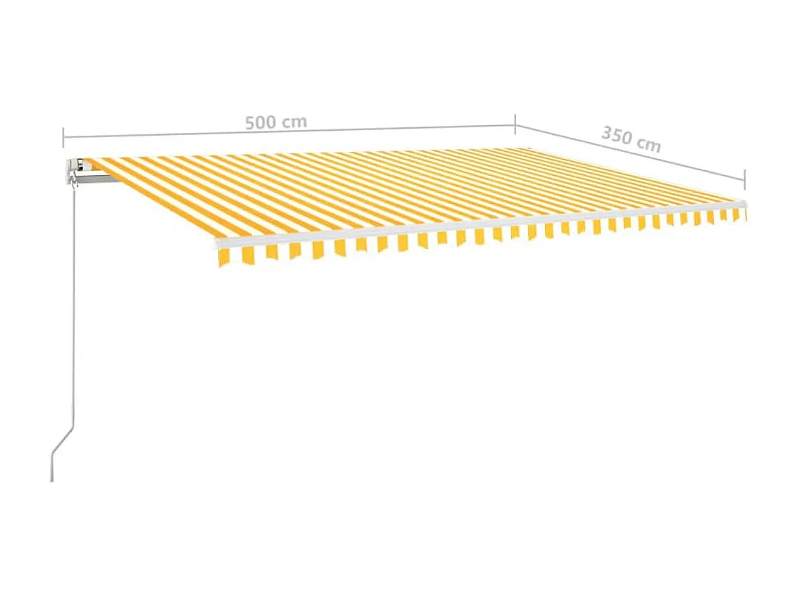 Auvent manuel rétractable avec LED 500x350 cm Jaune et blanc