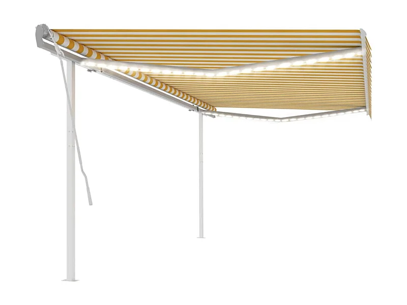 Toldo retráctil manual con luz LED amarillo y blanco 5x3 m